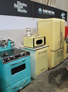 antique stoves and refrigerators are on display