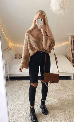 Cute Sweater Outfits, Casual College Outfits, Winter Fashion Outfits Casual, Cold Outfits, Shein Outfits, Cute Fall Outfits, Inspired Outfits