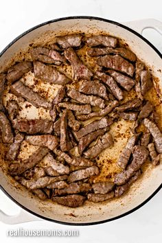 the steaks are cooked and ready to be eaten in the skillet on the stove