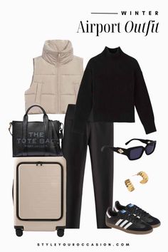 My Favorite Winter Airport Outfits | Classy & Comfy [2024] Airport Outfit Aesthetic, Airport Outfit Classy, Classy Airport Outfit, Travel Day Outfit, Black Joggers Outfit, Winter Airport, Egypt Holiday, Airport Outfit Winter, Cute Airport Outfit