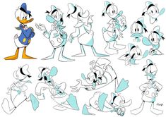 some cartoon characters with different poses and expressions