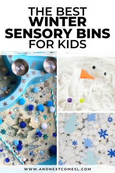 winter activities for kids to make with snowflakes and other things in the background