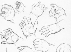 several hands are shown in this drawing