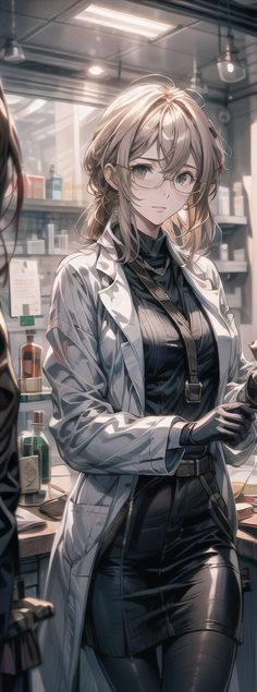 Violet evergarden, Ali AJ Art, AI generated, pharmacy, pharmacist, lab coat, glasses, mobile wallpaper Nurse Oc Art, Female Chemist, Women Warriors, Violet Evergarden Anime, Anime Men, Lab Coats, Violet Evergarden, Anime Warrior