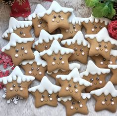 a pile of decorated cookies sitting on top of a table