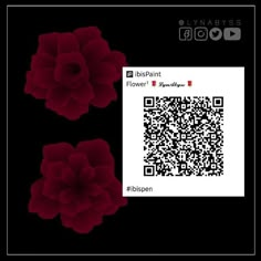 two red flowers on a black background with qr - code for the image below