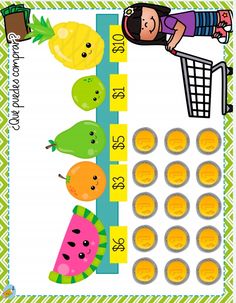 a counting game with fruits and vegetables on it