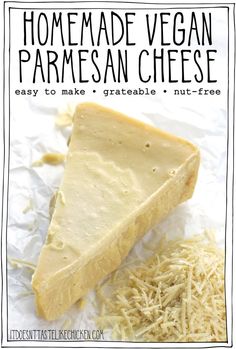 homemade vegan parmesan cheese recipe with text overlay