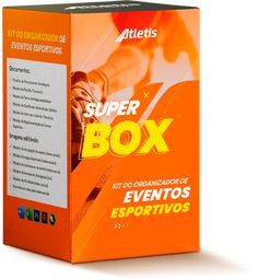 an orange box with the words super box written in spanish and english on it's side