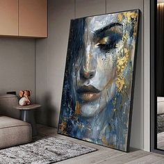 a large painting on the wall in a living room