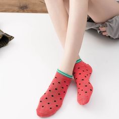 Playful Pink Summer Socks, Fun Pink Socks For Summer, Green Summer Socks, Casual Pink Socks For Summer, Casual Cotton Summer Socks, Green Cotton Summer Socks, Comfortable Pink Summer Socks, Trendy Red Socks For Summer, Comfortable Red Socks For Summer