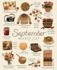 an autumn bucket list with pictures and words