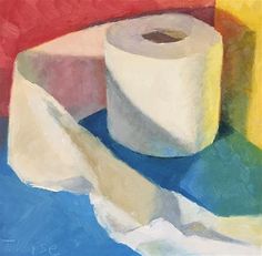 a painting of two rolls of toilet paper