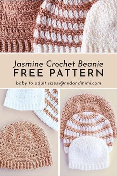 crochet beanie pattern for baby to adult sizes