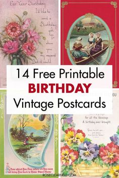 A collection of FREE printable vintage birthday postcards! Perfect for handmade birthday cards and gift tags as well as other custom birthday greetings. Christmas Graphic Design, Graphic Design Cards, Birthday Postcards, Christmas Graphic, Christmas Graphics, Printable Vintage, Graphic Wallpaper, Vintage Birthday, Graphic Elements