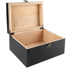 an open wooden box on a white background