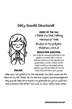 Daily Doodle Devotional - Philemon 1:4 - Read - Reflect - Pray