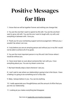 Positive Messages for Him Printable Hadiah Diy, Message For Boyfriend, Quotes About Love And Relationships, Messages For Him