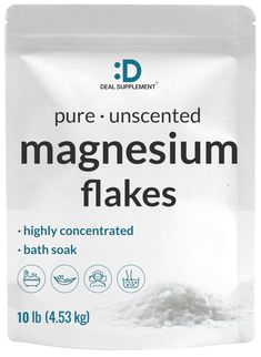 PRICES MAY VARY. Special Features – Long-lasting bulk supply of unscented magnesium flakes in a 10-pound pouch. Pure magnesium chloride form that offers higher bioavailability versus Epsom salt. Benefits & Use – Easily replenish magnesium levels with a relaxing foot soak or full bath. Enjoy natural mineral salts that easily absorb into the skin. Promotes hydration support and feelings of relaxation. Supply & Servings – Highly concentrated formula dissolves easily in warm water. Use 1 cup of magn Salt Benefits, Salt Substitute, Magnesium Flakes, Magnesium Chloride, Mineral Salt, Foot Soak, Epsom Salt, Bath Soak, Natural Minerals