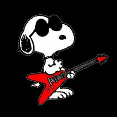 a cartoon dog playing an electric guitar