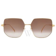 Cartier Sunglasses. Series number: CT0327S. Color code: 002. Shape: Geometric. Lens Width: 58 mm. Lens Bridge: 15 mm. Arm Length: 140 mm. 100% UV protection. Non-Polarized. Frame Material: Metal. Frame Color: Brushed Gold. Lenses Type: Brown Gradient Flash. Rim Style: Full-Rim. UPC/EAN code: 843023156947. Cartier Brown Gradient Flash Geometric Ladies Sunglasses CT0327S 002 58. Manufacturer's Packaging Included. Packaging Size And Color May Vary. Cartier Sunglasses, Ladies Sunglasses, Versace Watch, Shape Geometric, Fine Pens, Fragrance Gift, Brown Gradient, Cheap Gifts, Denim Shoes