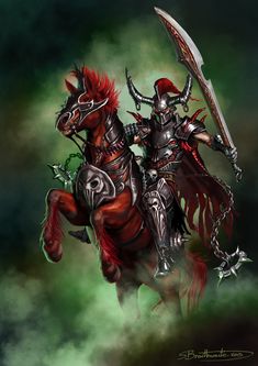 two knights on horses with swords in their hands and one holding the other's arm