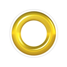 a gold circle sticker on a white background with the word,'o'in it