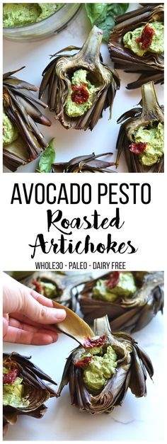 avocado pesto roasted artichokes are the perfect appetizer for any occasion