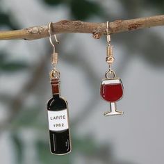 Asymmetrical Earrings: One Is A Wine Bottle And The Other Is A Glass Of Win (Not A Typo) Bundle And Save! All Of The $9-$11 Items In My Closet Are 2 For $15 (Marked 4/$30). This Listing Is Included In The Sale - I Just Don’t Mark Sales In The Titles Of My Boutique Items. Wine Glass And Bottle, Silver Crystal Earrings, Wedding Studs, Bottle Earrings, Pineapple Earrings, Asymmetrical Earrings, Flat Back Earrings, Spiral Earrings, Heart Drop Earrings