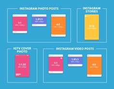 the instagram photo posts are displayed in different colors, sizes and font options for each page