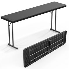 a black table with two metal bars on it