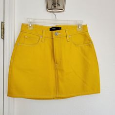 100% Cotton Yellow Mini Skirt Yellow Mini Skirt With Pockets, High Waist Yellow Skort, Lucky Daye, Yellow Mini Skirt, Bratz Doll Outfits, Skirt Aesthetic, Yellow Clothes, Yellow Skirt, Doll Outfits