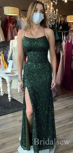 Green Prom Dresses Mermaid, Lavender Prom Dress Long, Green Sparkly Dress, Green Prom Dress Long, Dark Green Prom Dress, Sequin Prom Dresses Mermaid, Dark Green Prom Dresses, Custom Prom Dresses, Simple Spaghetti