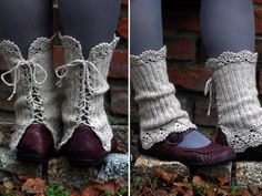 these are just sooo sweet....and created by the same person who made the wrist warmers I ordered! Crochet Legwarmers, Lake Crafts, Crochet Beginner, Crochet Leg Warmers, Boho Styl, Mode Hippie, Mori Girl Fashion