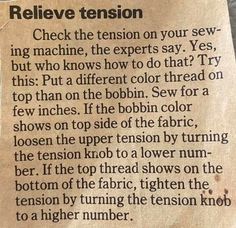 a piece of paper with some type of text on it that says, please tension check the tension on your sew - ing machine