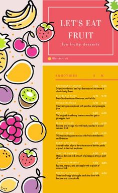 an image of a menu with fruits on it