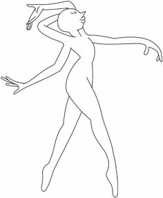 a line drawing of a woman with her arms outstretched and legs spread out in the air