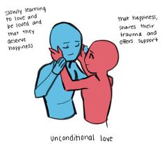 an image of two people hugging each other with the caption unconditional love