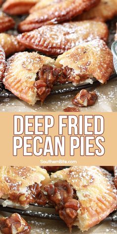 deep fried pecan pies on a baking sheet