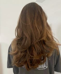 Haircut For Curly And Straight Hair, Layered Haircut For Long Wavy Hair, Thick Wavy Brown Hair, Medium Length V Cut With Layers, Layered V Cut Hair Medium, Cute Hairstyles For Brown Hair, Feathered Layers Long Hair, Haircut For Thick Hair Long, Layers For Wavy Hair