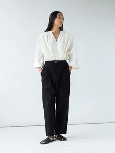 SHAINA MOTE | Painter Pant in Ochre – Shaina Mote Painters Pants, Casual Pant, The Painter, French Seam, Cotton Voile, Back Patch, Three Quarter, Herringbone, Clothing And Shoes