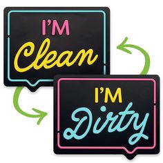 two signs that say i'm clean and i'm dirty