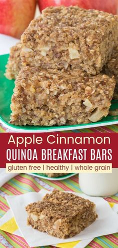 apple cinnamon quinoa breakfast bars on a plate