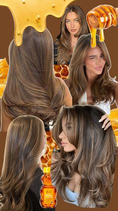 Brown Hair Honey Highlights, Honey Brown Highlights, Honey Brown Balayage, Long Hair Balayage, Long Hair Color Ideas, Rambut Brunette, Soft Balayage, Baby Lights, Balayage Ideas