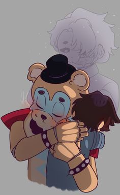 an animated character hugging another character