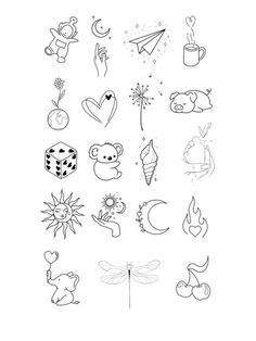 a drawing of different types of tattoos on a white background