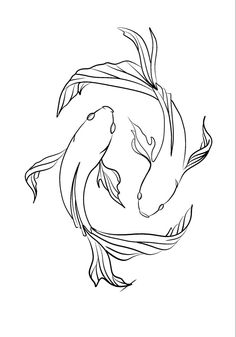 two koi fish swimming in the water coloring pages for adults and children to color