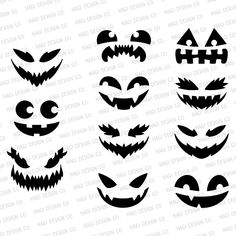 halloween pumpkin faces with different shapes and sizes