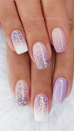 Square Nail Designs, Valentine Nails, Magnesium Deficiency, Fancy Nails Designs, Glitter Gel Nails, Purple Nail, Glitter Design, Nail Designs Glitter