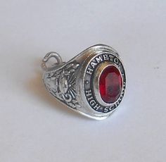 Sterling-Silver-Hampton-High-School-Class-Ring-Charm-for-Bracelet-Red-Stone - Ebay 27.99 - Mine says High School Class Ring and has a topaz stone for my birthday month. Class Rings High School, My Birthday Month, High School Classes, School Class, Birthday Month, Topaz Stone, Red Stone